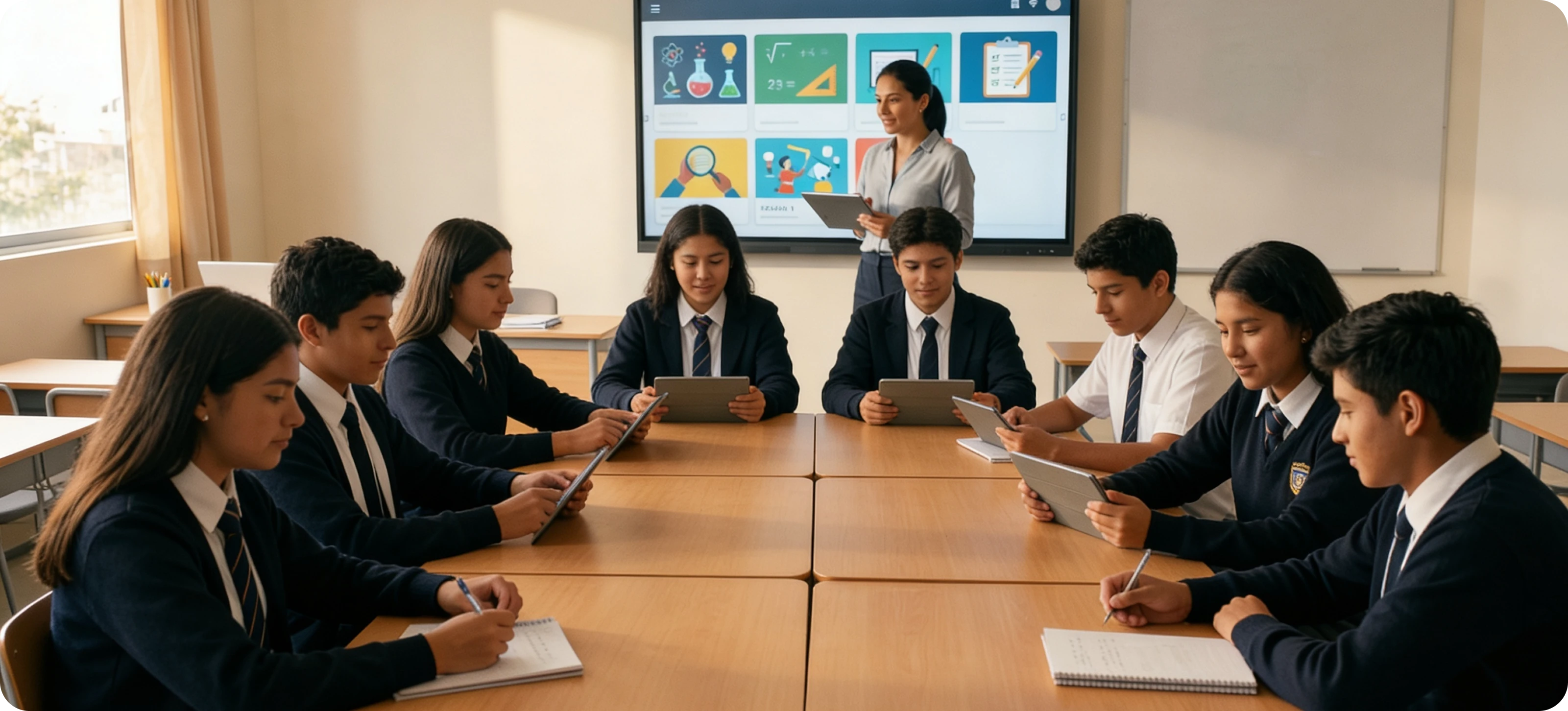 Students in Latin America using digital learning tools in a scalable school programme